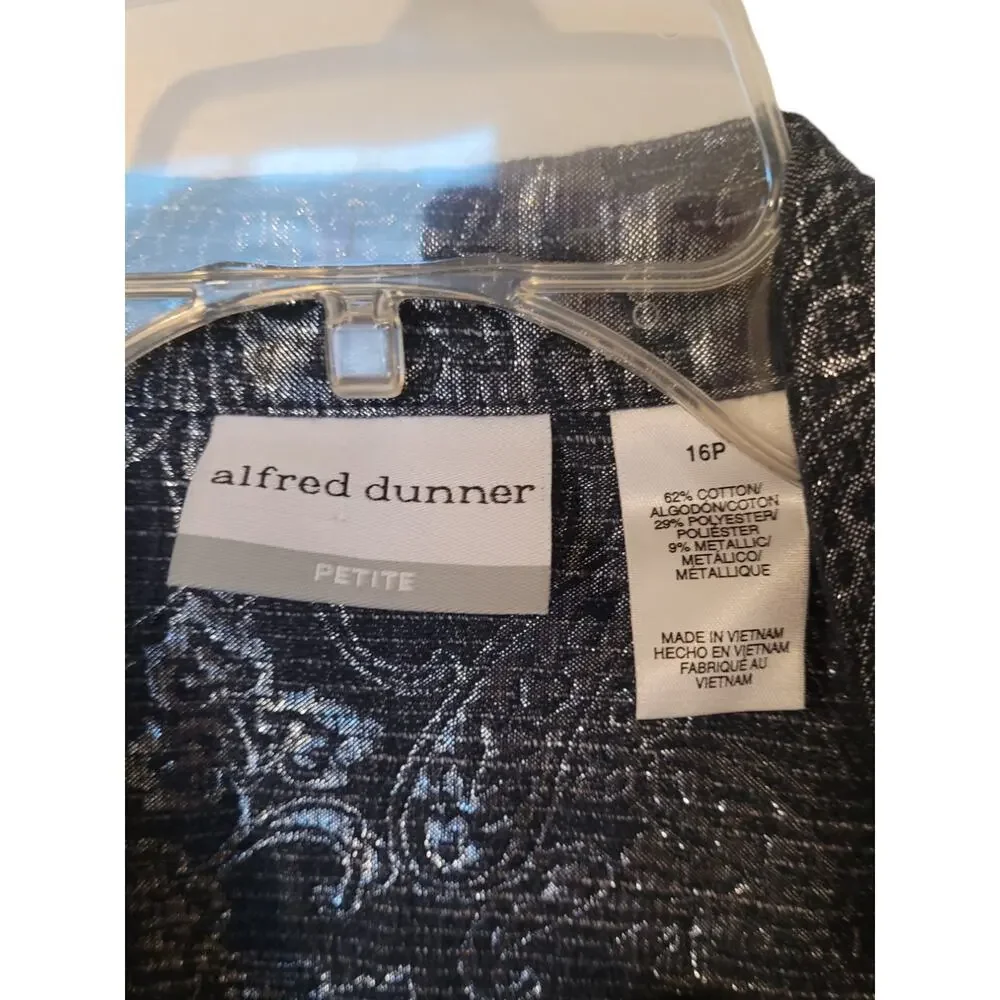 Alfred Dunner Women's 3/4 Length Sleeve Button Down Jacket Metallic Size 16P